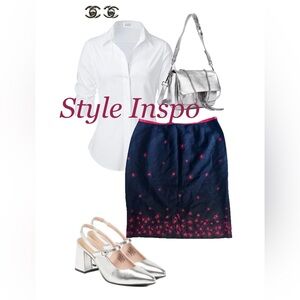 Alfani Embroidery Floral grunge Pencil Skirt linen Sz 12 Vintage 90s Woman’s CBK